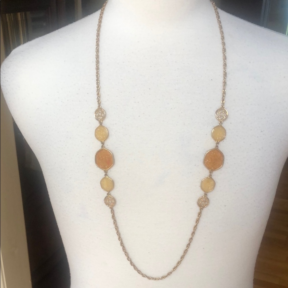 Sarah Coventry Gold and Tan Necklace with Minimalist Design